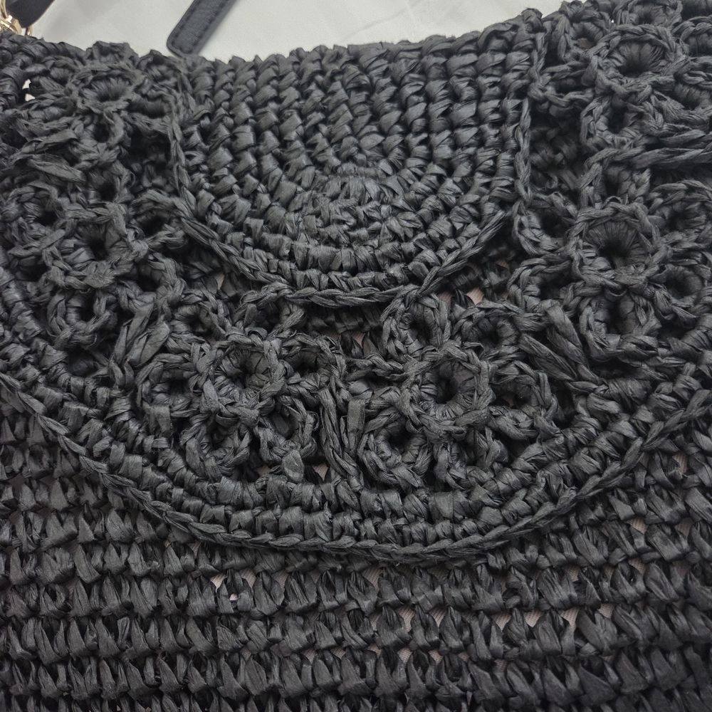 LC Lauren Conrad Black Crochet Shoulder Bag